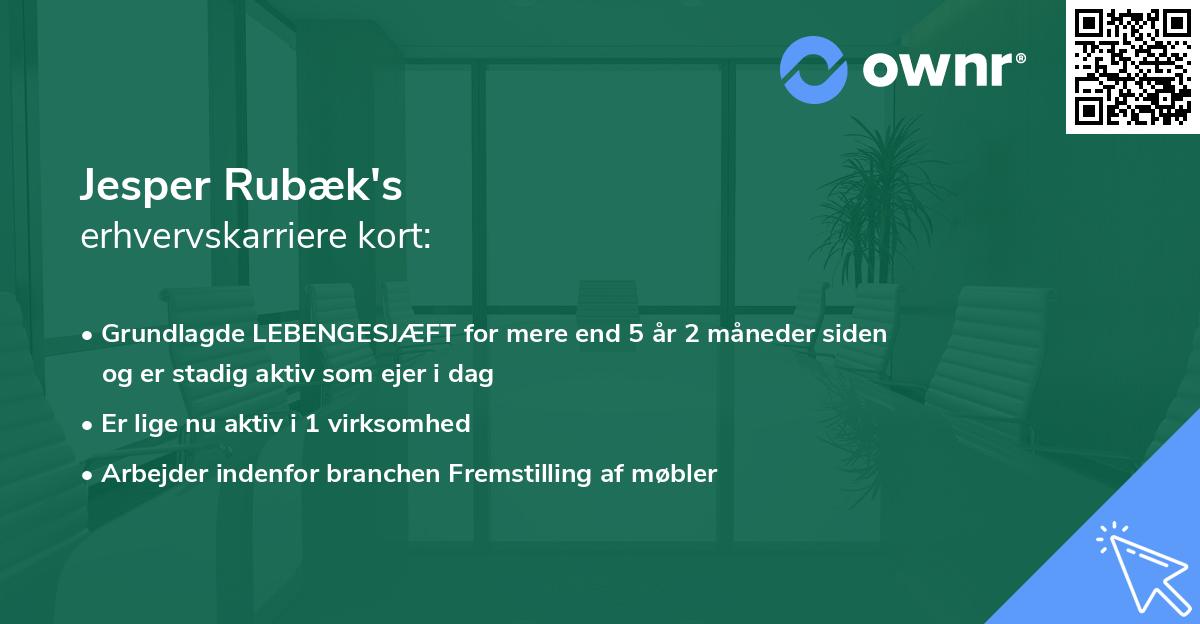 Jesper Rubæk's erhvervskarriere kort