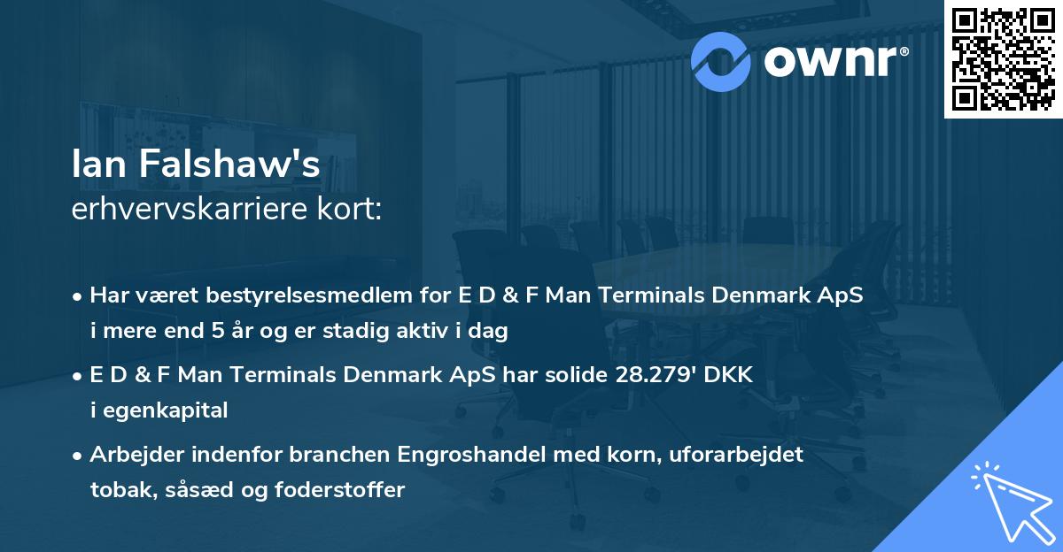 Ian Falshaw's erhvervskarriere kort
