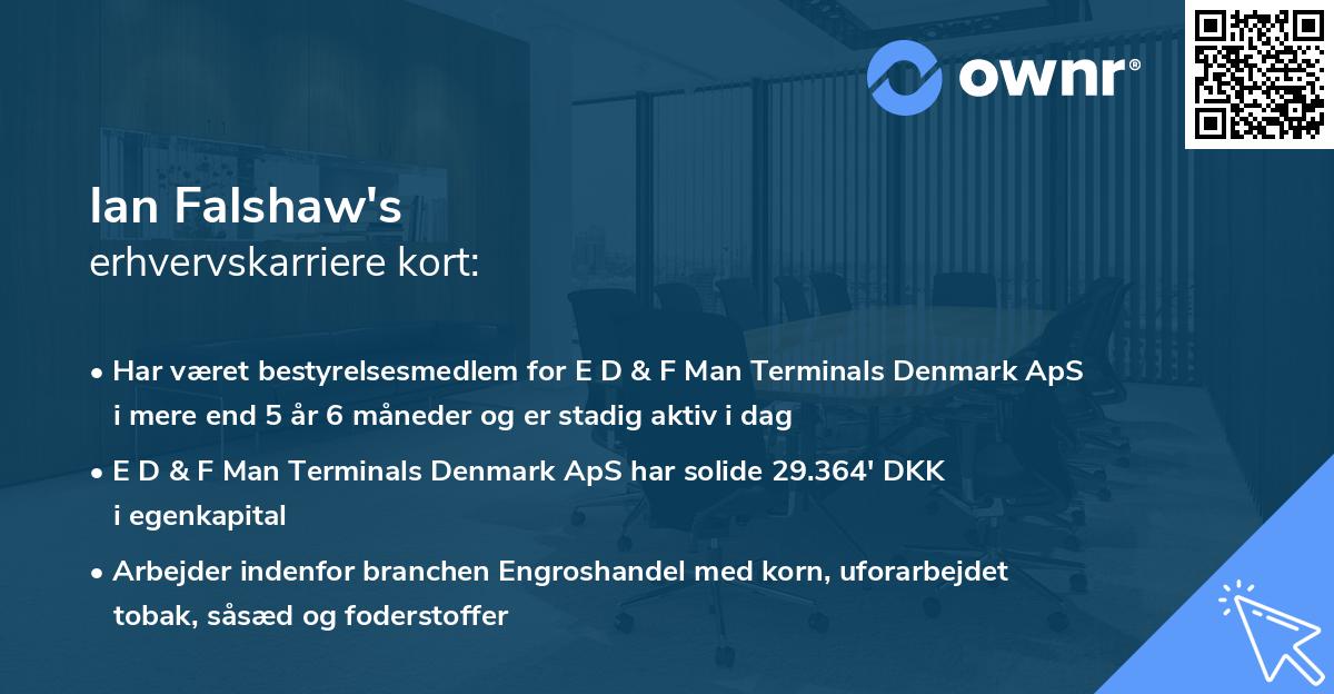 Ian Falshaw's erhvervskarriere kort