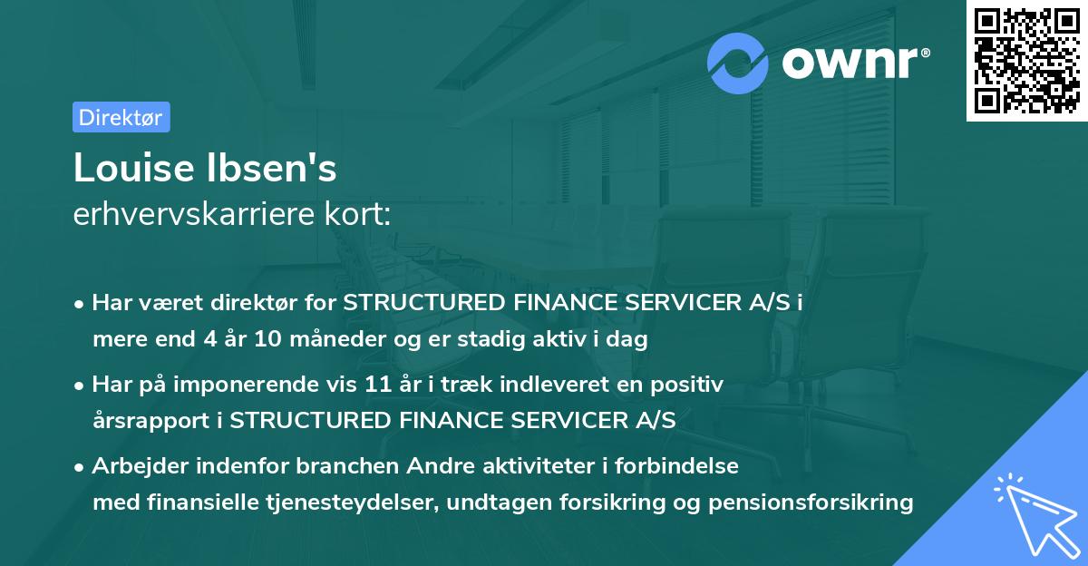 Louise Ibsen's erhvervskarriere kort