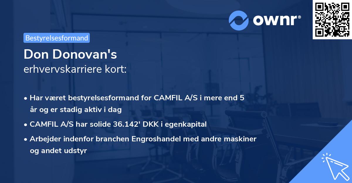 Don Donovan's erhvervskarriere kort