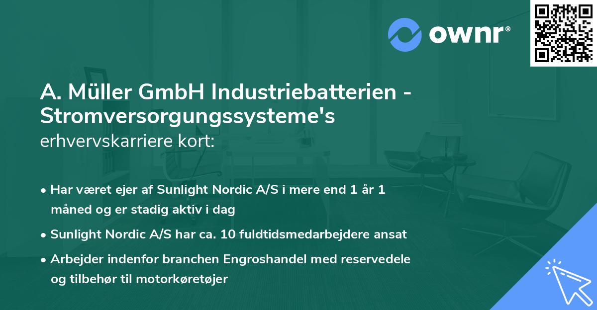A. Müller GmbH Industriebatterien - Stromversorgungssysteme's erhvervskarriere kort