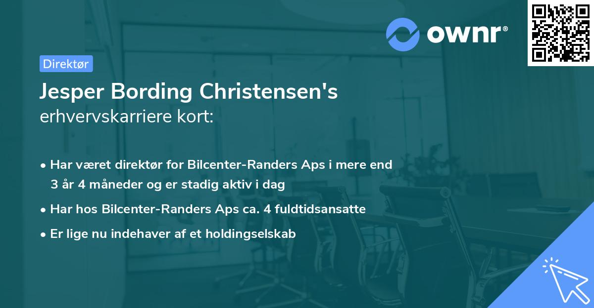 Jesper Bording Christensen's erhvervskarriere kort