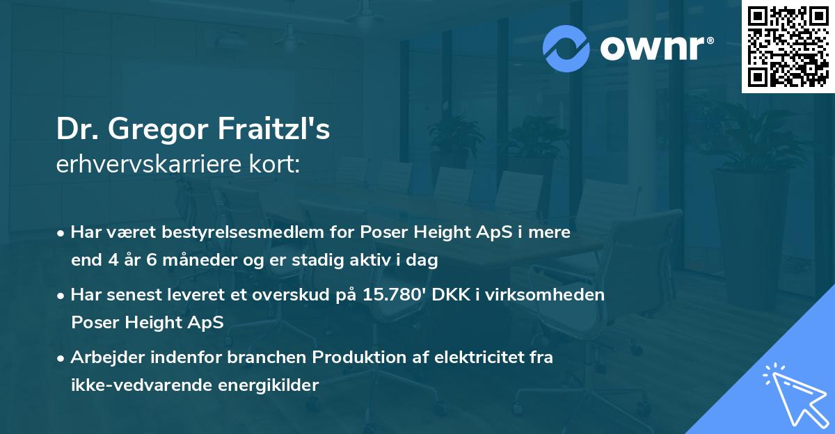 Dr. Gregor Fraitzl's erhvervskarriere kort