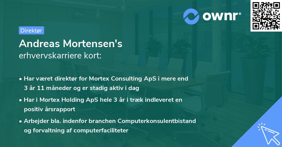 Andreas Mortensen's erhvervskarriere kort
