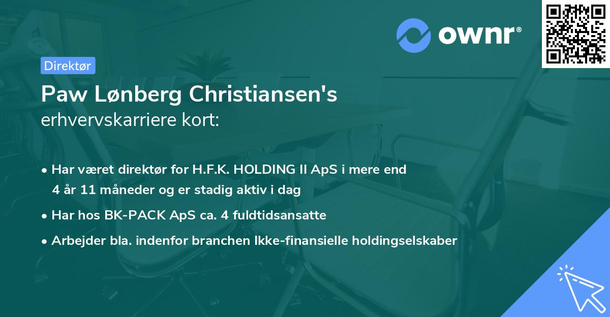 Paw Lønberg Christiansen's erhvervskarriere kort