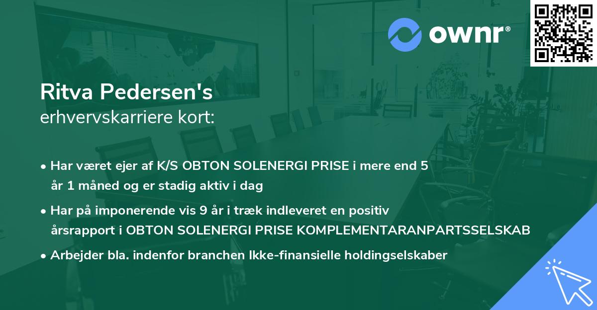 Ritva Pedersen's erhvervskarriere kort