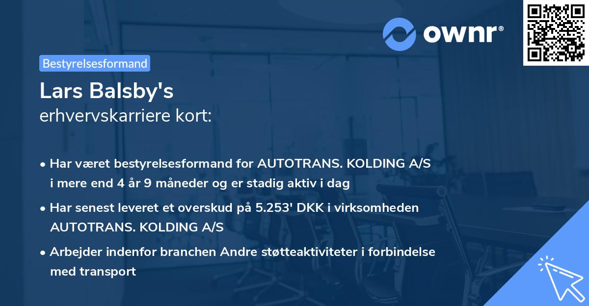 Lars Balsby's erhvervskarriere kort
