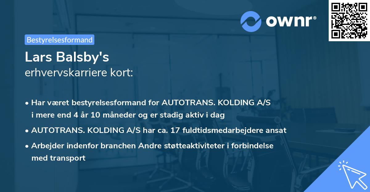 Lars Balsby's erhvervskarriere kort