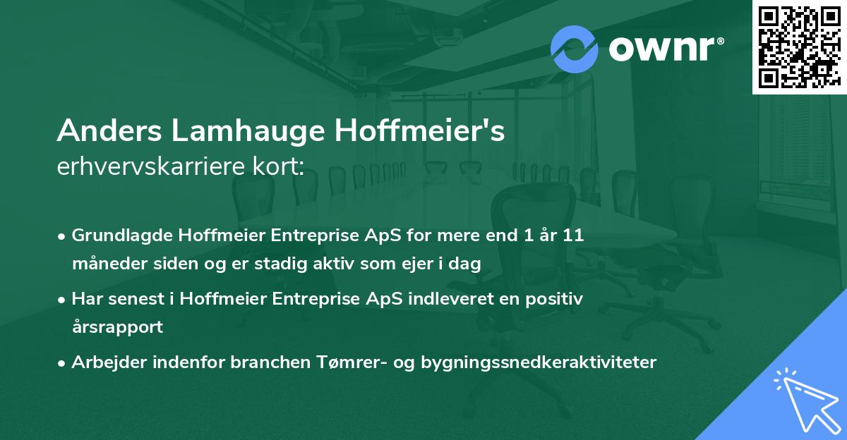 Anders Lamhauge Hoffmeier's erhvervskarriere kort