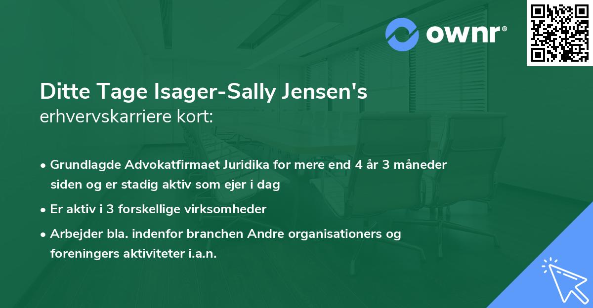 Ditte Tage Isager-Sally Jensen's erhvervskarriere kort
