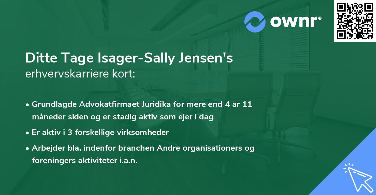 Ditte Tage Isager-Sally Jensen's erhvervskarriere kort