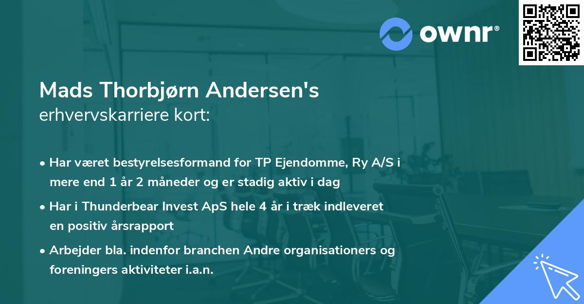 Mads Thorbjørn Andersen's erhvervskarriere kort