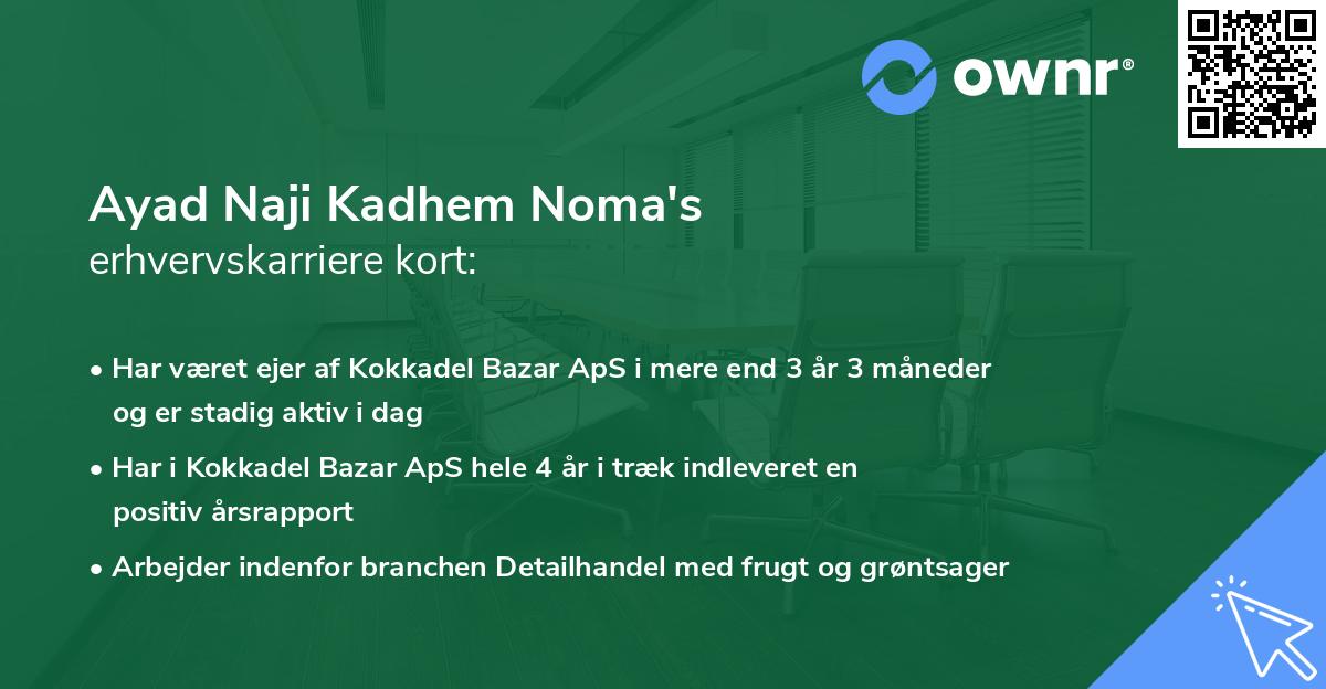 Ayad Naji Kadhem Noma's erhvervskarriere kort