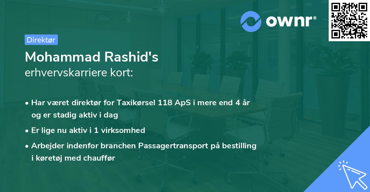Mohammad Rashid's erhvervskarriere kort