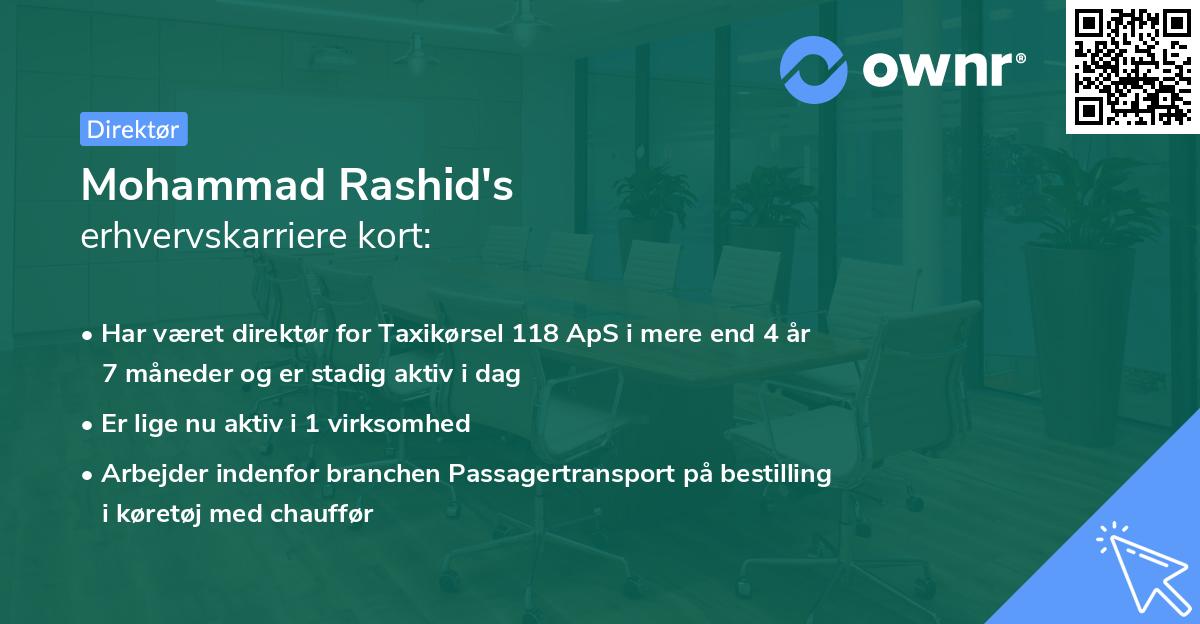 Mohammad Rashid's erhvervskarriere kort