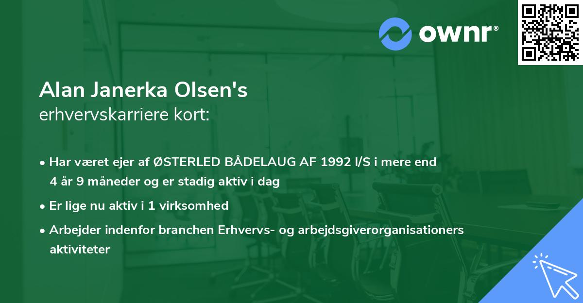 Alan Janerka Olsen's erhvervskarriere kort