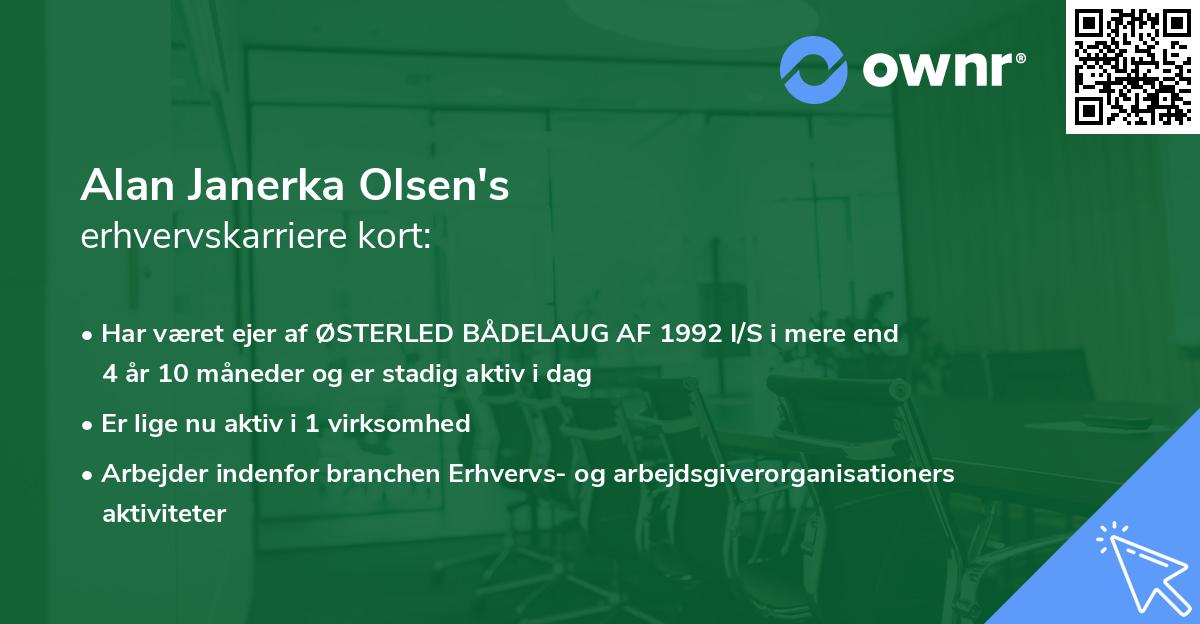 Alan Janerka Olsen's erhvervskarriere kort