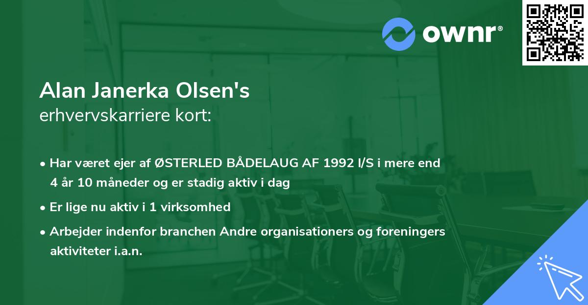 Alan Janerka Olsen's erhvervskarriere kort