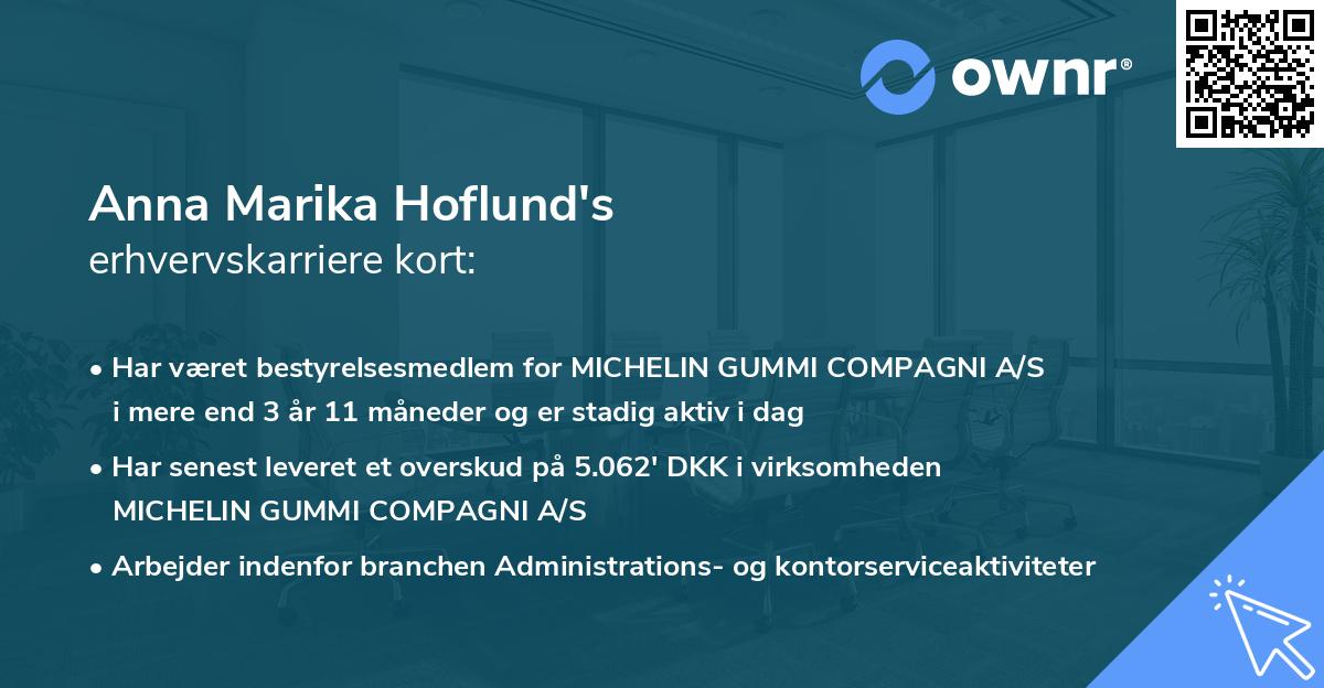 Anna Marika Hoflund's erhvervskarriere kort