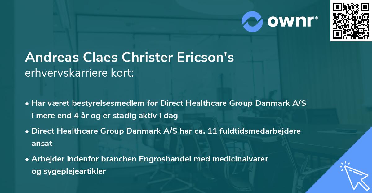 Andreas Claes Christer Ericson's erhvervskarriere kort