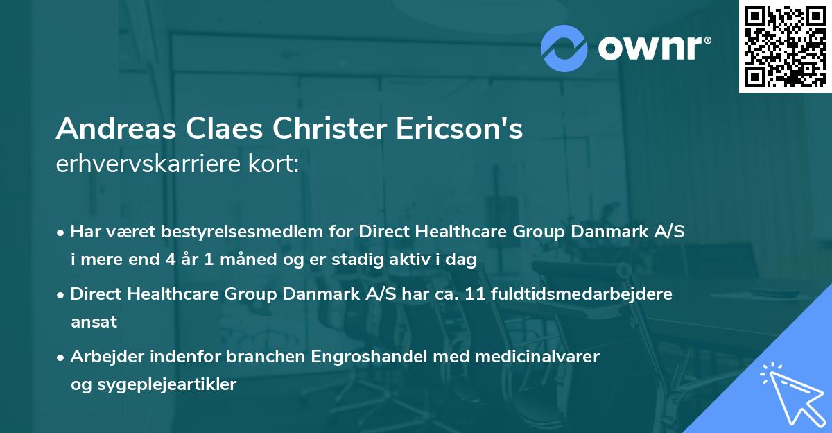 Andreas Claes Christer Ericson's erhvervskarriere kort