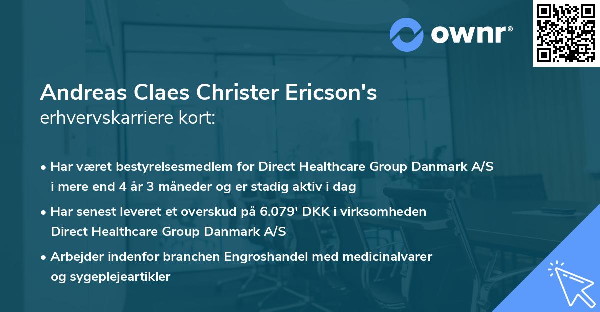 Andreas Claes Christer Ericson's erhvervskarriere kort
