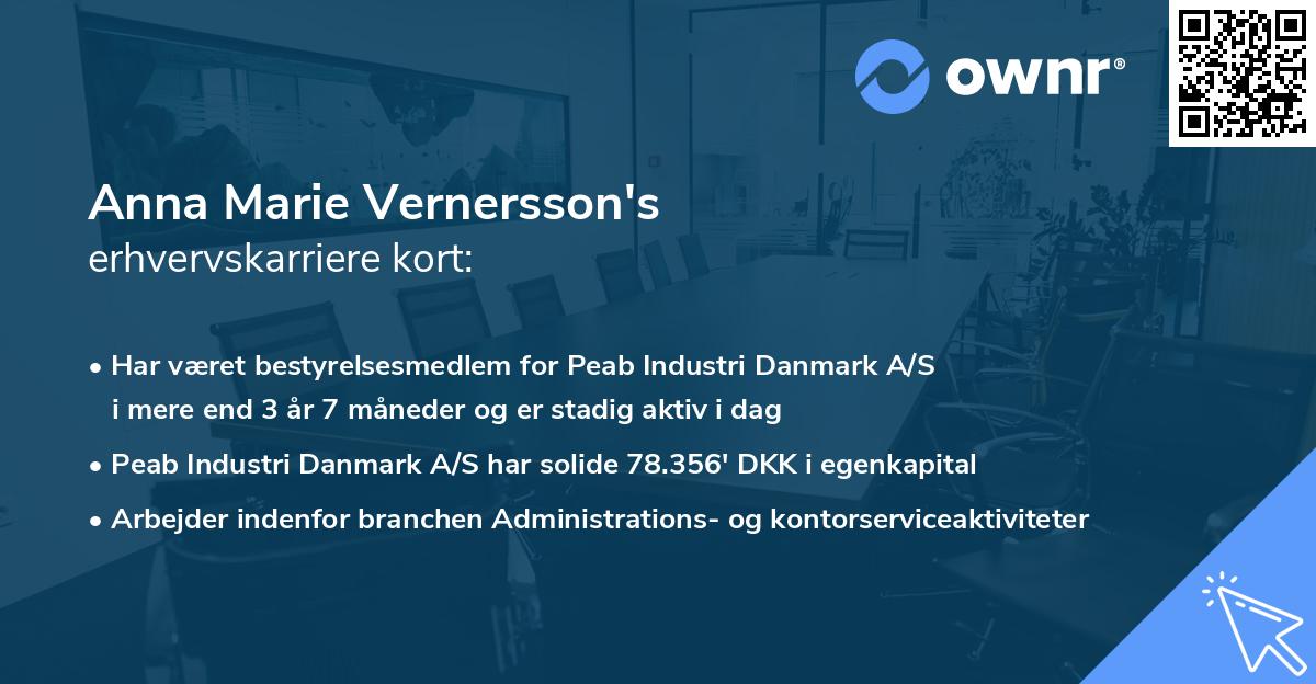Anna Marie Vernersson's erhvervskarriere kort