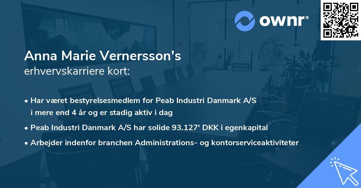 Anna Marie Vernersson's erhvervskarriere kort
