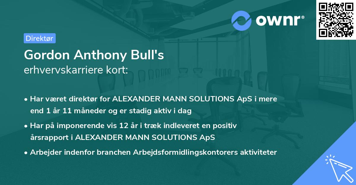 Gordon Anthony Bull's erhvervskarriere kort