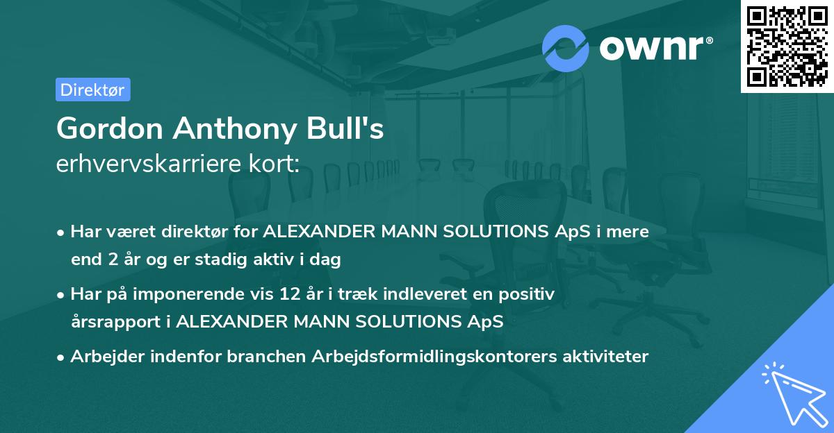 Gordon Anthony Bull's erhvervskarriere kort
