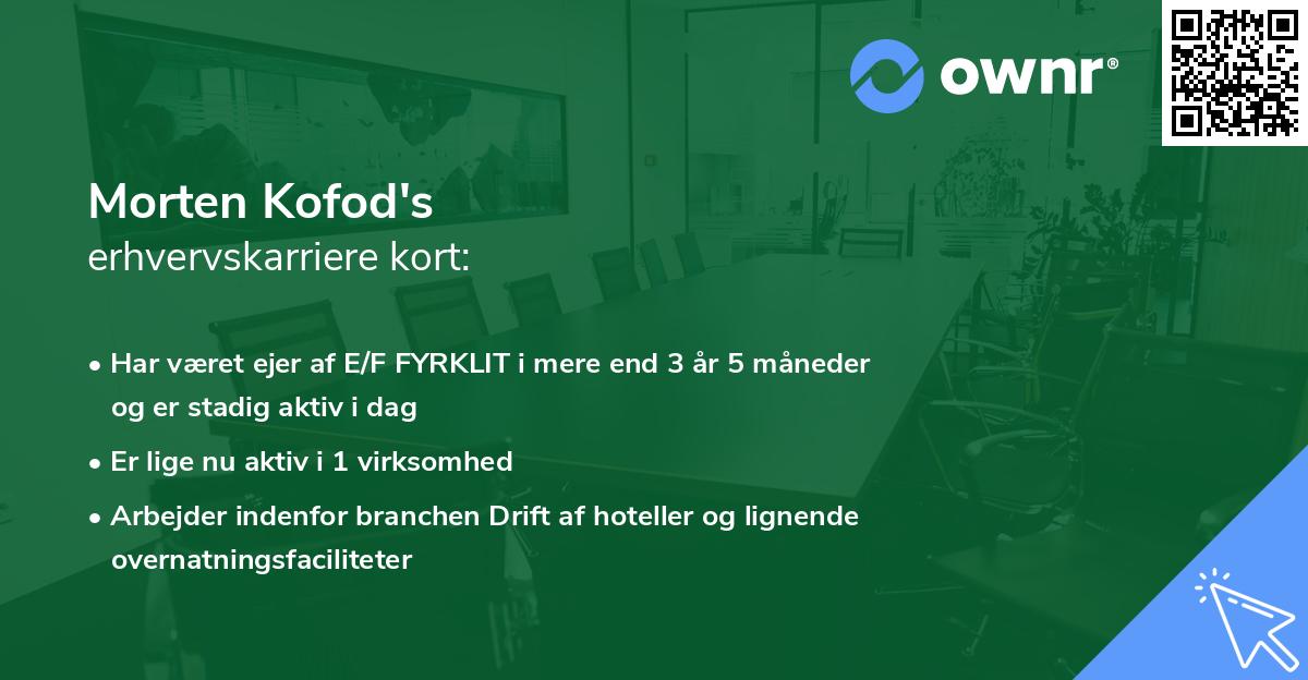 Morten Kofod's erhvervskarriere kort