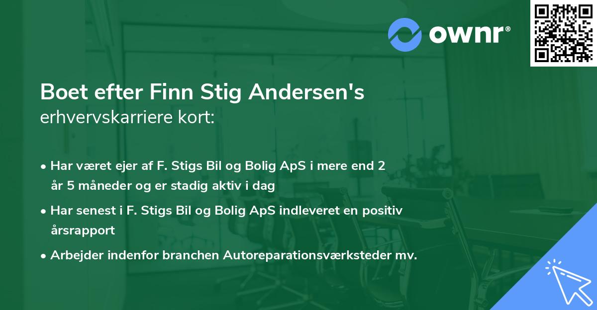 Boet efter Finn Stig Andersen's erhvervskarriere kort