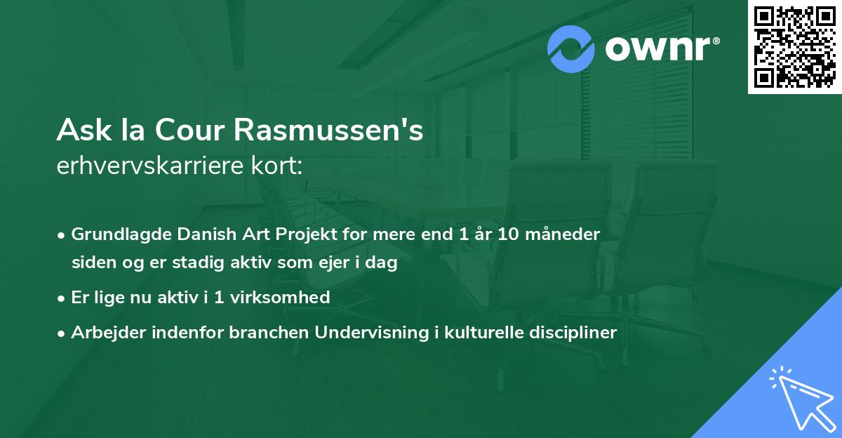 Ask la Cour Rasmussen's erhvervskarriere kort