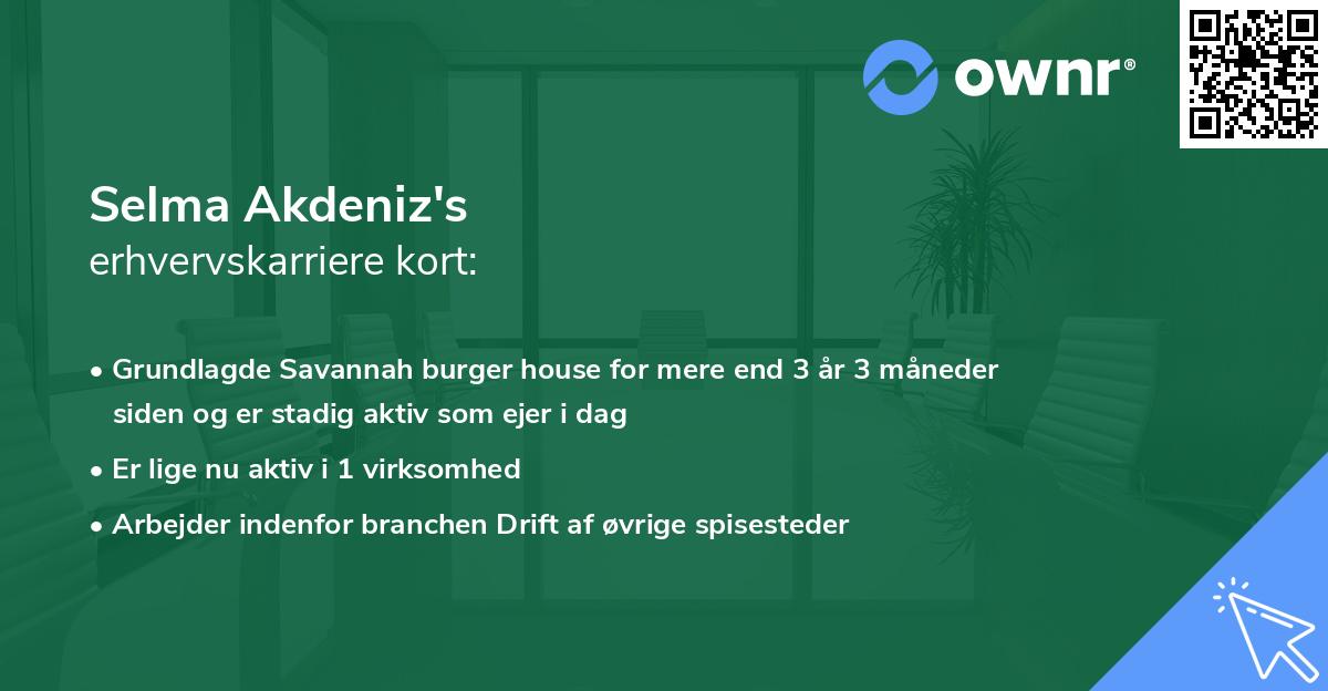 Selma Akdeniz's erhvervskarriere kort