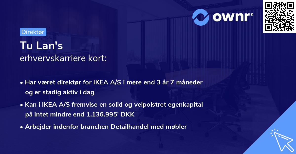 Tu Lan's erhvervskarriere kort