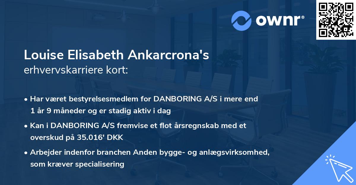 Louise Elisabeth Ankarcrona's erhvervskarriere kort