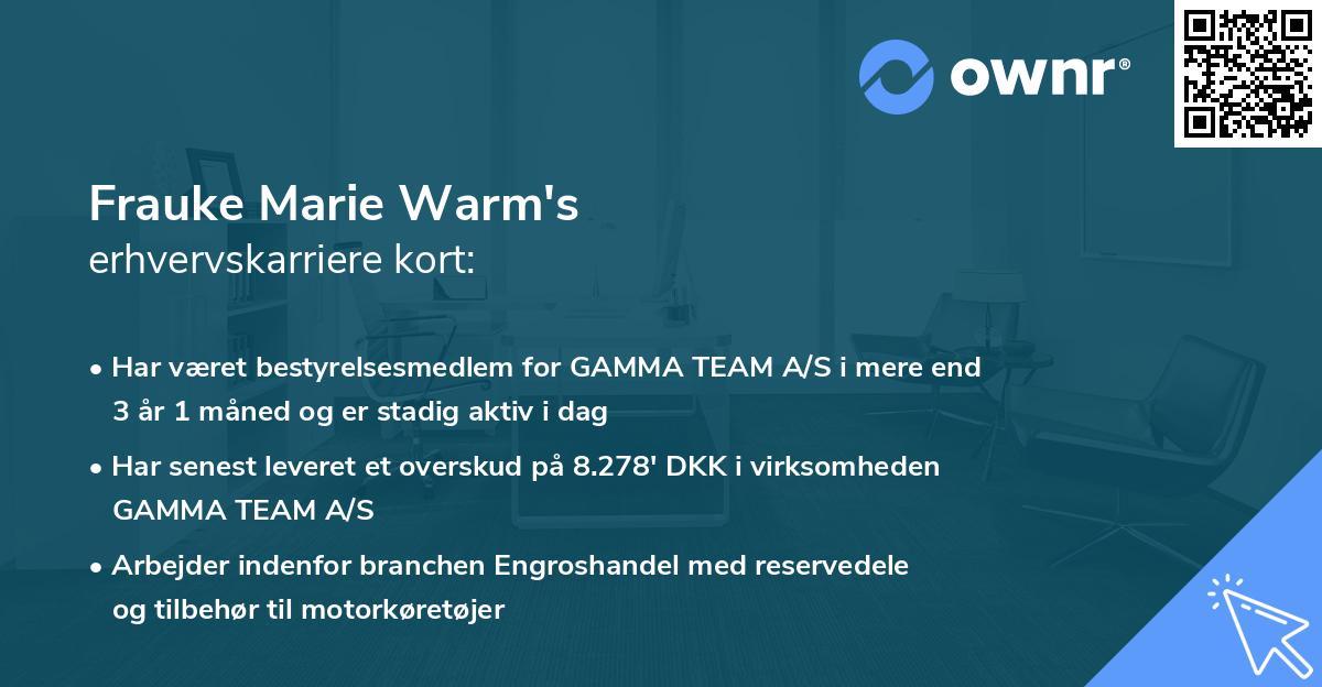 Frauke Marie Warm's erhvervskarriere kort