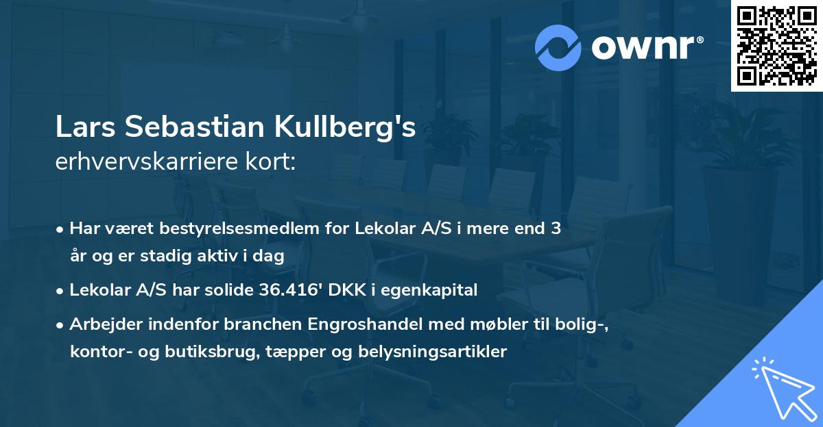 Lars Sebastian Kullberg's erhvervskarriere kort