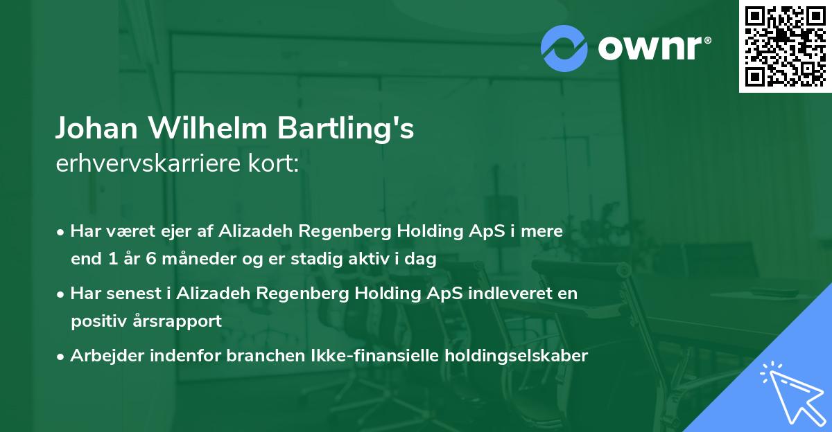 Johan Wilhelm Bartling's erhvervskarriere kort