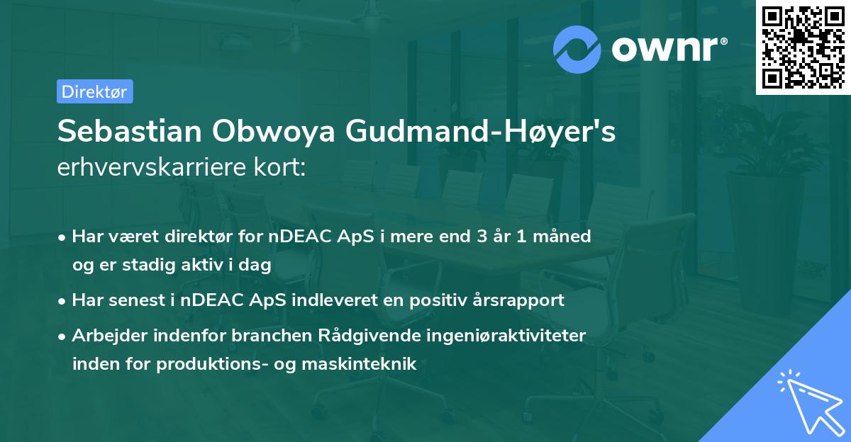 Sebastian Obwoya Gudmand-Høyer's erhvervskarriere kort