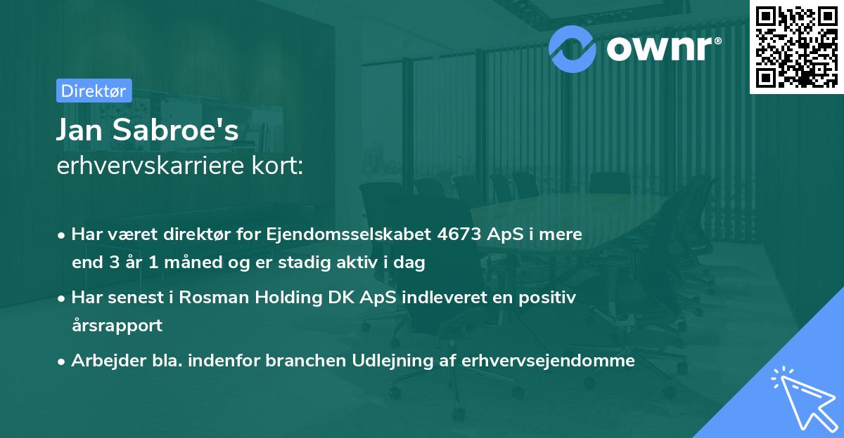 Jan Sabroe's erhvervskarriere kort