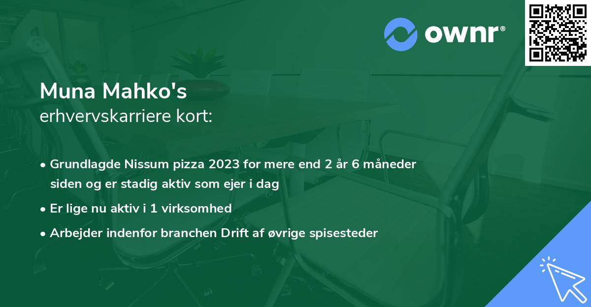 Muna Mahko's erhvervskarriere kort