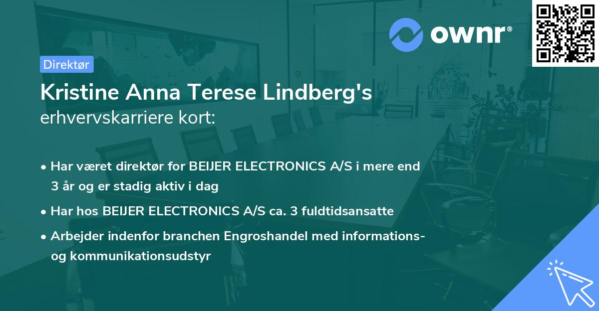 Kristine Anna Terese Lindberg's erhvervskarriere kort