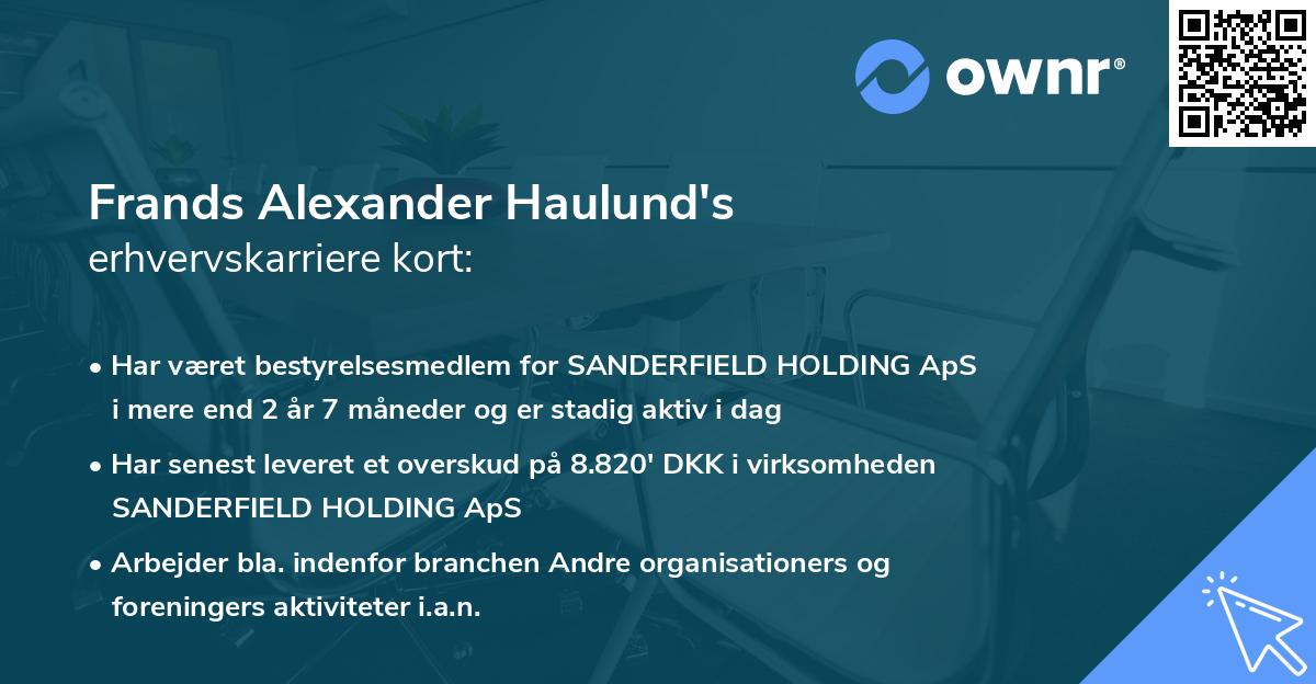 Frands Alexander Haulund's erhvervskarriere kort