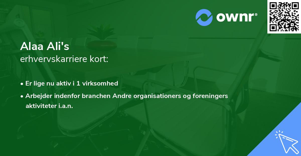 Alaa Ali's erhvervskarriere kort