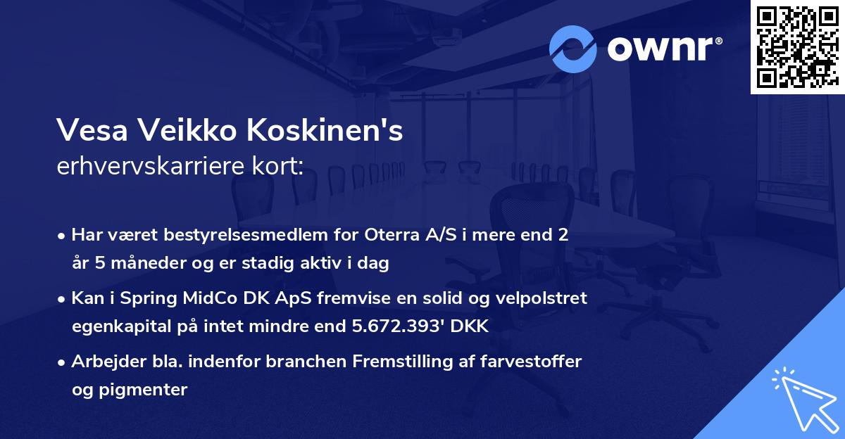 Vesa Veikko Koskinen's erhvervskarriere kort
