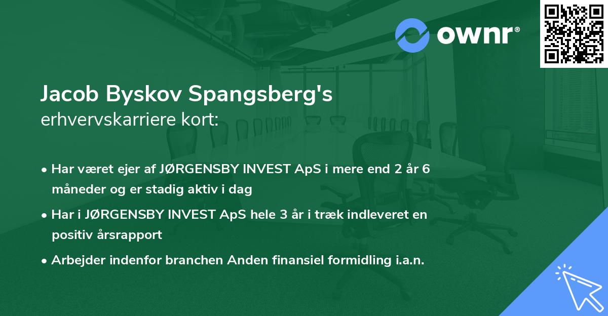 Jacob Byskov Spangsberg's erhvervskarriere kort