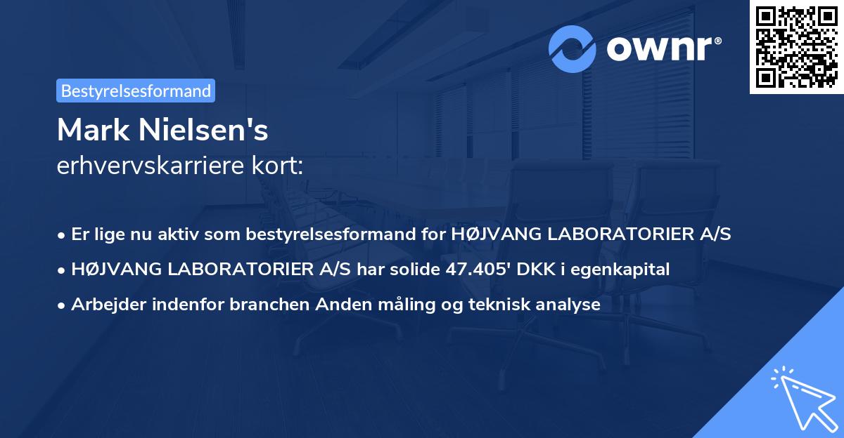 Mark Nielsen's erhvervskarriere kort