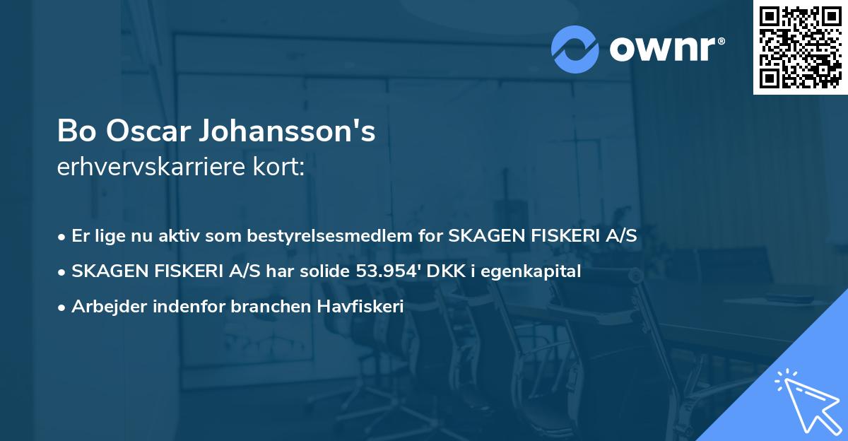 Bo Oscar Johansson's erhvervskarriere kort